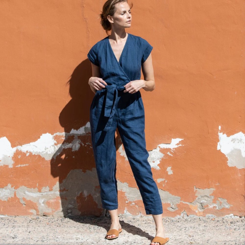 not PERFECT LINEN Margaret wrap linen jumpsuit